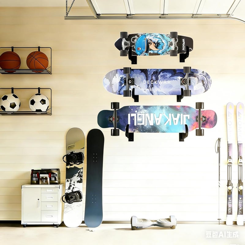 BiJun Skateboard Wall Mount, Snowboard Wall Mount Display, Acrylic Horizontal Skateboards Rack, Skateboard Storage Hanger (Transparent) - Image 2